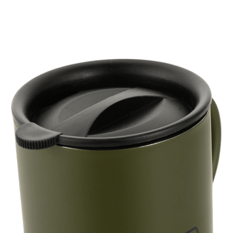 M-Tac Termokrus 400 ml – Rustfrit Stål, grøn termokrus med låg, ideel til outdoor, jagt og militærbrug, dobbeltvægget vakuumteknologi.