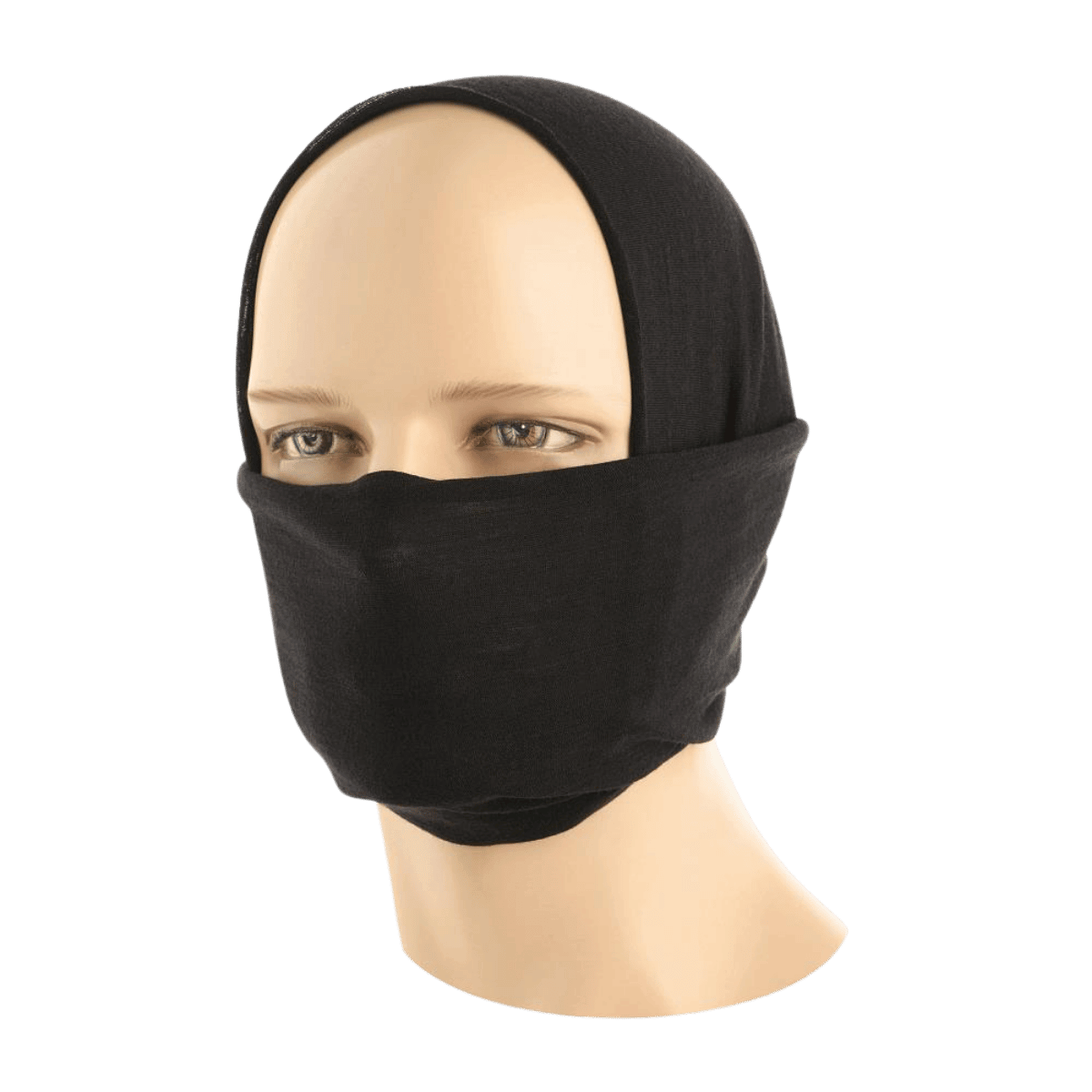 M-Tac Tubehalstørklæde i Merinould som balaklava på mannequinhoved, 100% australsk merinould, multifunktionel