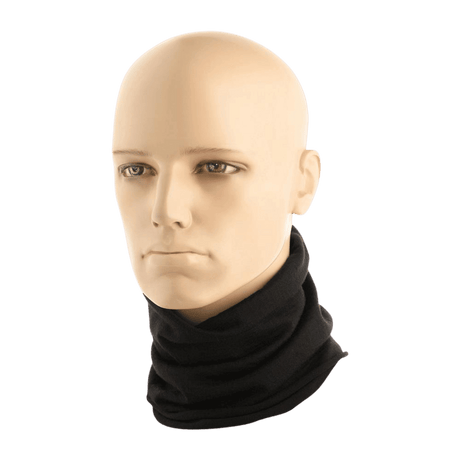 M-Tac Tubehalstørklæde i Merinould i sort på mannequin, multifunktionelt, perfekt til varmeisolering og fugttransport.