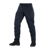 M-Tac Aggressor Special Edition Bukser i navyblå, designet til taktisk brug med fleksible materialer og elastisk talje for optimal komfort.