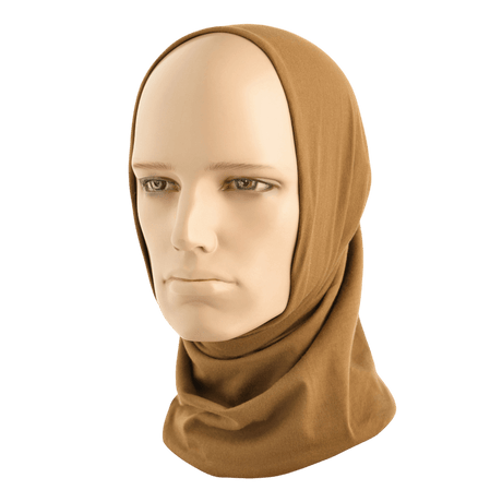 M-Tac Bomuld Tube Scarf som balaclava på mannequin, multifunktionelt tilbehør i 100% bomuld, velegnet til aktiv fritid og taktisk brug.