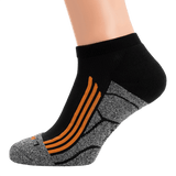 M-Tac Coolmax 35% Sokker Outdoor designerstrømpe til outdoor-aktiviteter, med fugttransporterende Coolmax® fiber, sort og orange design.