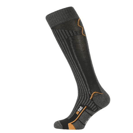 M-Tac Coolmax 75% Lange Sokker - komfortable, termoregulerende sokker til daglig brug, anatomisk pasform, sort/grå. 75% Coolmax-materiale.