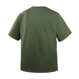 Olivenfarvet M-Tac Cotton HARD T-shirt set bagfra, oversize design for komfort og fri bevægelse, lavet af 100% bomuld.