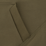 Nærbillede af M-Tac Cotton Raglan Hard Hoodie kængurulomme i olivengrøn 100% bomuld.