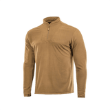M-Tac Delta Fleece Jakke i en lys brun farve, let og varm med tommelhuller i ærmerne, ideel til udendørs aktiviteter i koldt vejr.
