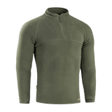 M-Tac Delta Polartec Raglan Jakke i olivengrøn med høj krave og lynlås, lavet af 100% polyester Micro Series fleece fra Polartec®.
