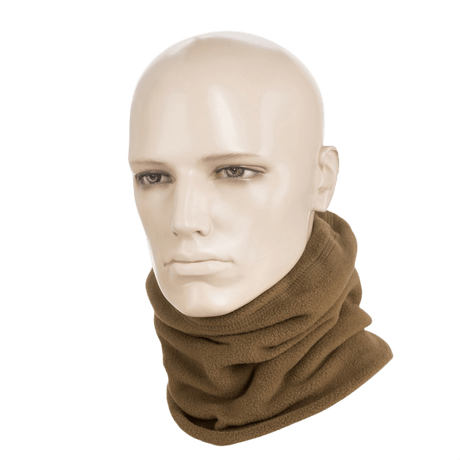 M-Tac Fleece Neck Gaiter med Snor i brun fleece, justerbar og alsidig halsedisse, vist på mannequin, perfekt til koldt vejr.