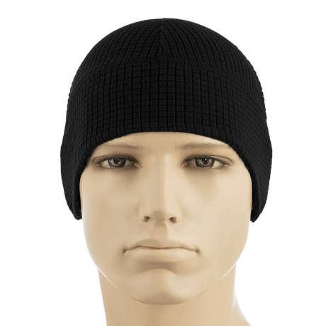 M-Tac Fleece Rip-Stop Hjelmhue Gen.II i sort, velegnet til køligt vejr, vises på en mannequin med neutral baggrund.