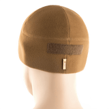 M-Tac Fleece Tactical Watch Cap Beanie m. Patch Panel i brun fleece, let og hurtigtørrende, ideal til taktisk brug og friluftsliv.
