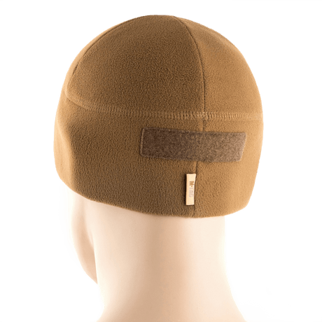 M-Tac Fleece Tactical Watch Cap Beanie m. Patch Panel i brun fleece, let og hurtigtørrende, ideal til taktisk brug og friluftsliv.
