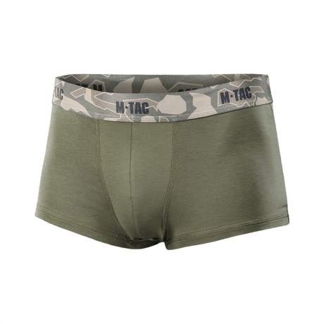 M-Tac Herre Boxer 93/7 i grøn med camouflage elastik, anatomisk pasform, komfortabel, holdbar, velegnet til aktiv livsstil.