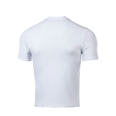 M-Tac T-shirt 93/7 i hvid, lavet af 93% bomuld og 7% elastan, set bagfra. Komfortabel og holdbar til hverdags- og aktiv brug.