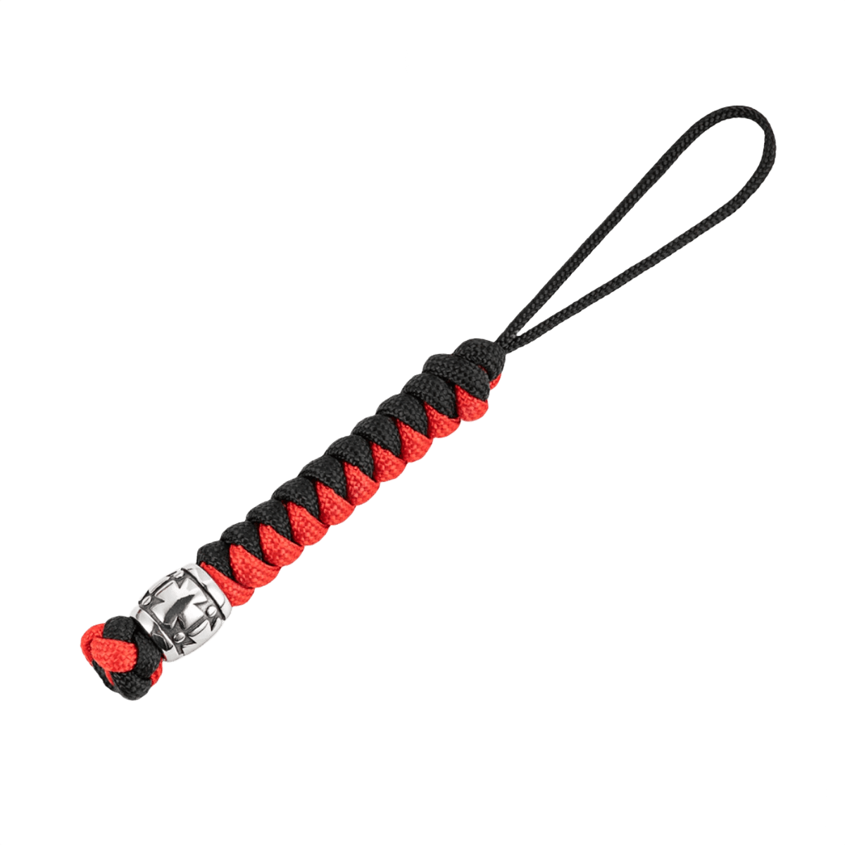 M-Tac Lanyard Viper Cossack Cross V.2 lavet af paracord med Cossack Cross mønster, dekorativ metalperle, sort og rød farve.