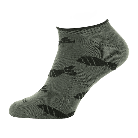 M-Tac Let Sommersokker Morter Bomber til herre, ergonomisk løbesokker til sport og udendørs, kort og åndbart design, grå med mønster.