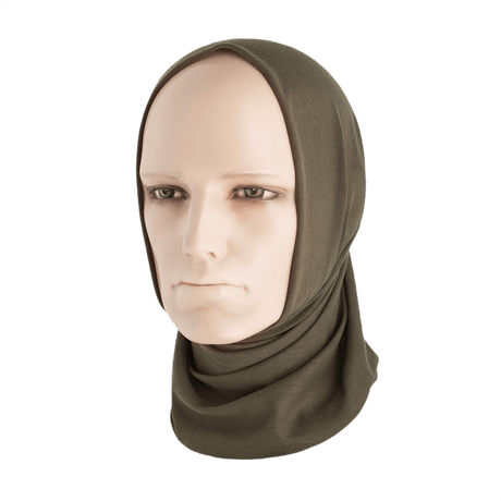 M-Tac Let Tubehalstørklæde vist som balaklava på mannequinhoved, lavet af hurtigtørrende 100% polyester, ideelt til alsidigt brug.
