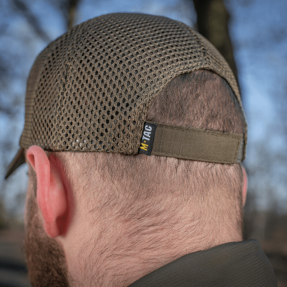 M-Tac Mesh Flex Ripstop Baseball Cap med mesh-paneler og justerbar Velcro-strop for maksimal komfort og ventilation, vises bagfra.