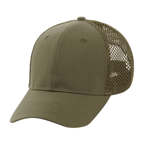 M-Tac Mesh Flex Ripstop Baseball Cap i olivenfarve med mesh-paneler for ventilation og komfort. Holdbar og justerbar cap til udendørs brug.