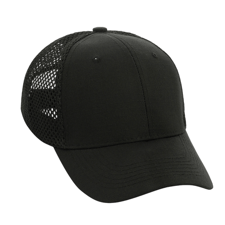 M-Tac Mesh Flex Ripstop Baseball Cap i sort med mesh-paneler for optimeret ventilation og komfort, perfekt til udendørs aktiviteter.
