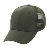 M-Tac Mesh Flex Ripstop Baseball Cap i olivengrøn med ripstop front og mesh-paneler, justerbar Velcro-strop, ideel til udendørs brug.