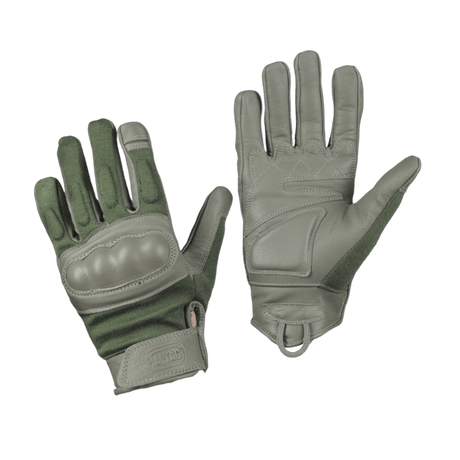 M-Tac Handsker Nomex Assault Tactical Mk.7 designet til skydning med beskyttelse og brandbestandige Nomex®-indsatser, grån grøn farve.