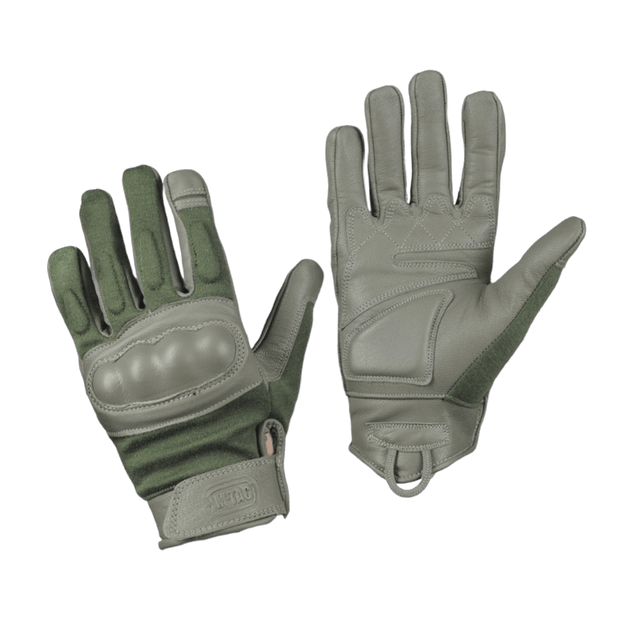 M-Tac Handsker Nomex Assault Tactical Mk.7 designet til skydning med beskyttelse og brandbestandige Nomex®-indsatser, grån grøn farve.