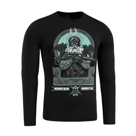 M-Tac T-Shirt Odin Mystery Long Sleeve med Odin-print og "Valhalla Calling", moderne kampdesign, sorte lange ærmer, bomuldsblanding