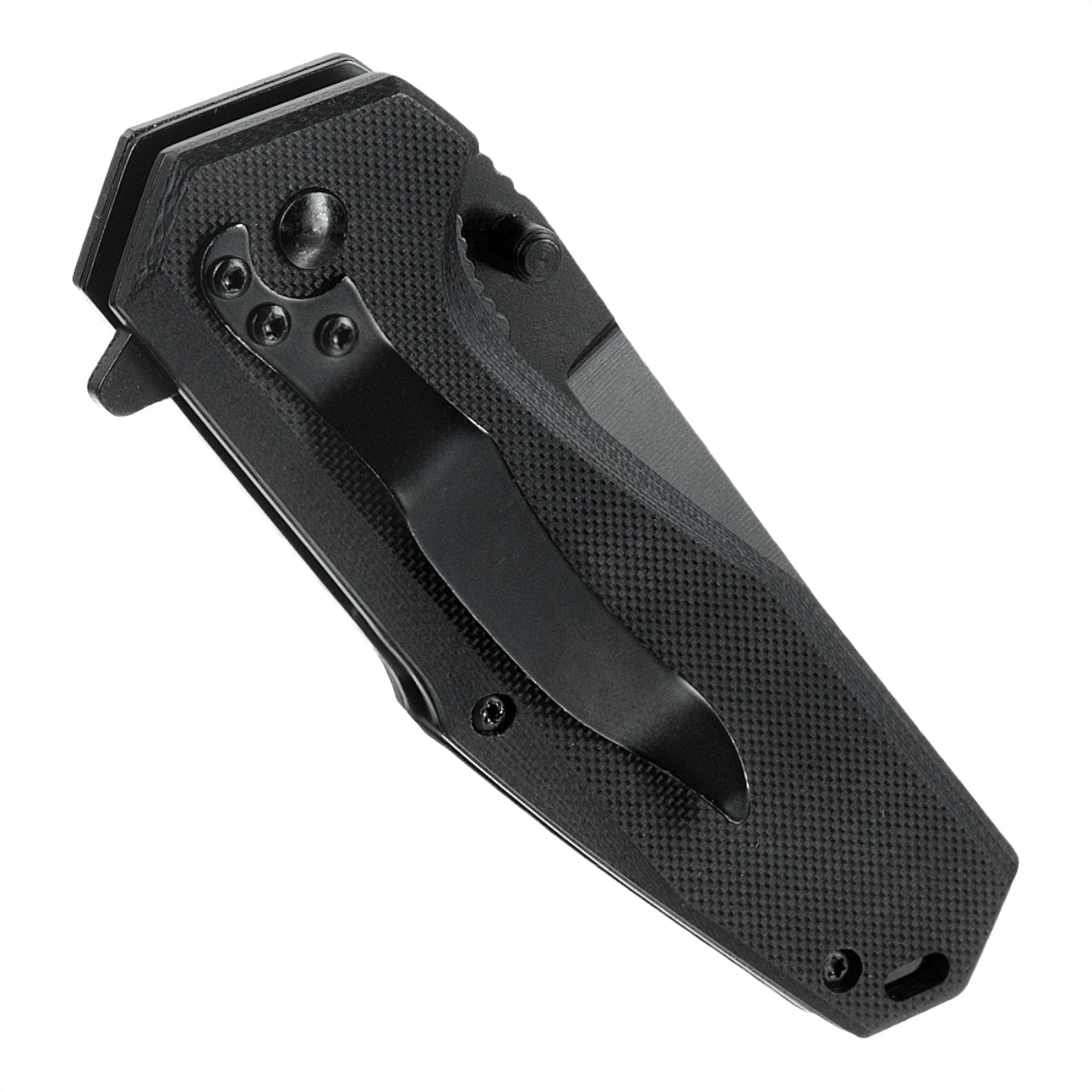 M-Tac Outdoor & Militær foldekniv - Type 5 i sort med aluminiumshåndtag og G10-kompositgreb