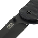 M-Tac Outdoor & Militær foldekniv - Type 4 med krom rustfrit stål klinge og G10-komposithåndtag, sort design og holdbart materiale.