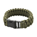 M-Tac Paracord Armbånd i militærgrøn farve, overlevelsesarmbånd med stærk og let paracord reb. Perfekt til friluftsliv. Holder op til 200 kg.