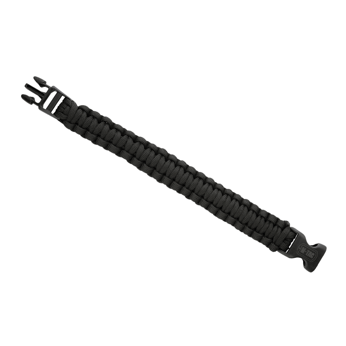 M-Tac Paracord Armbånd i sort med stærk og let reb, perfekt til overlevelse og friluftsliv.
