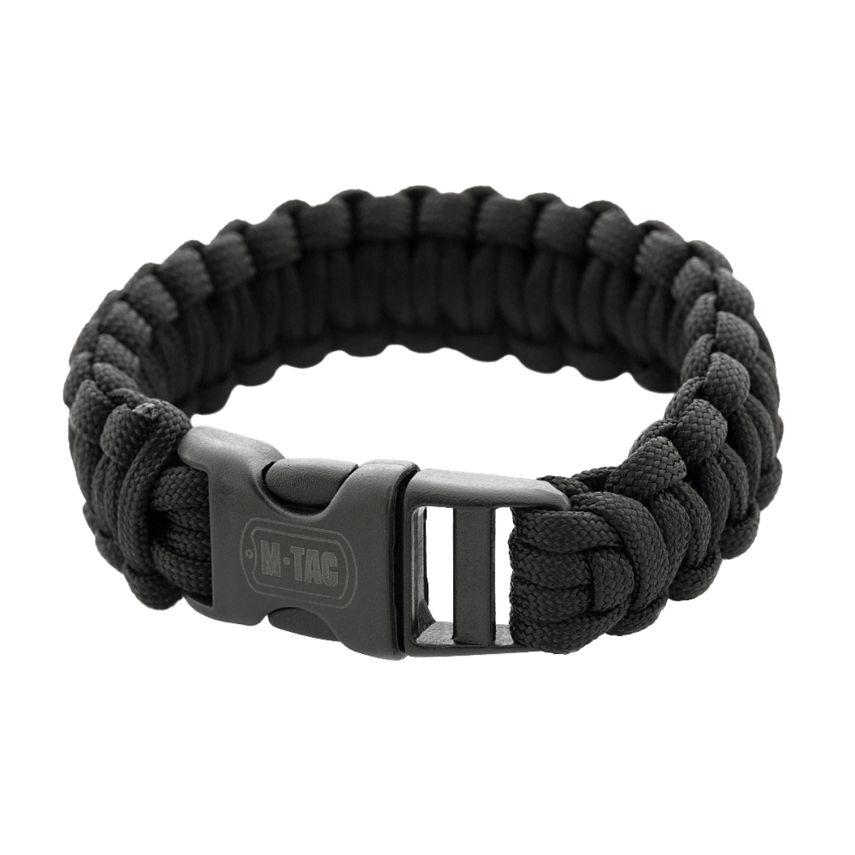 M-Tac Paracord Armbånd i sort, ideelt til overlevelse og friluftsliv. Stærkt paracord i et stilfuldt design med praktisk bukkespænde.