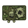 M-Tac Patch Joker Skull 3D PVC jokeri ja ässä kuoleman kortti -muotoilulla, taktinen morale-patch PVC:stä Velcro-kiinnityksellä, 78 x 55 mm.