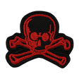 M-Tac Patch Old Skull Velcro i sort med røde kranie og knogler, 3D-effekt, 45x55 mm, nem fastgørelse, velegnet til uniformer og udstyr.