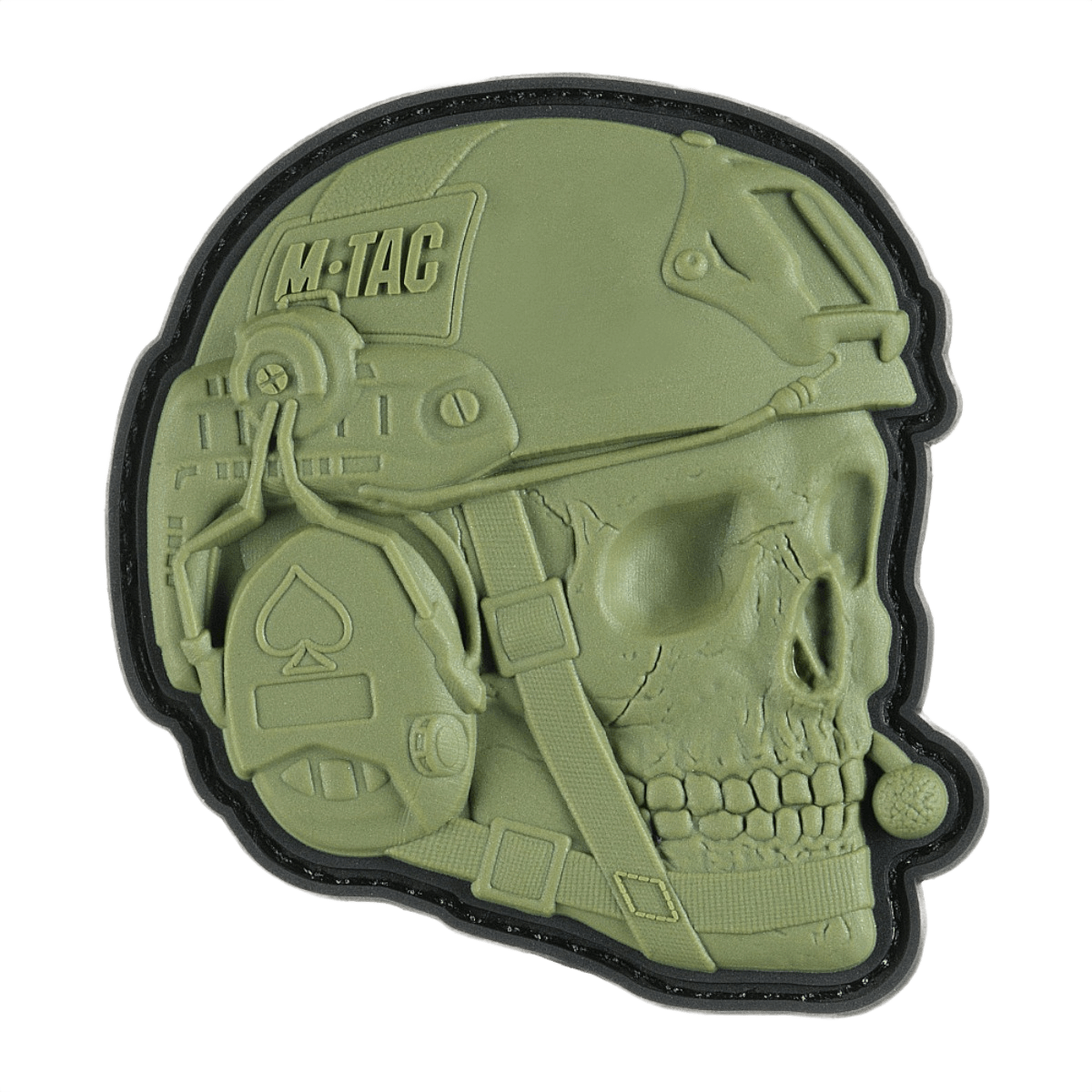 M-Tac Patch Operator 3D PVC morale patch, realistisk hjelm- og kraniedesign, Velcro fastgørelse, til tøj eller taktisk udstyr.