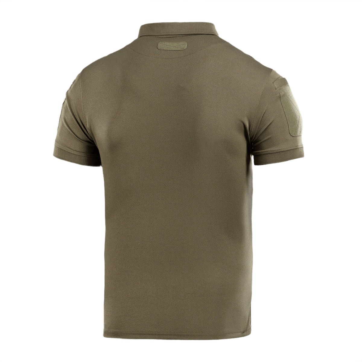 M-Tac Polo Elite Tactical Coolmax i olivenfarve, bagsidevisning. Designet til politi og sikkerhedsarbejde, svedtransporterende og hurtigtørrende.