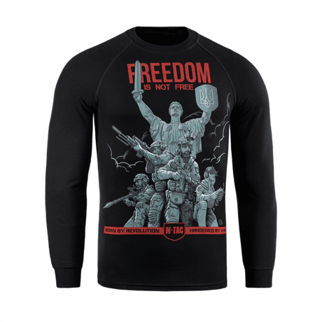 M-Tac Raglan Freedom trøje med print af ukrainske soldater og Moderlandet, symbol på styrke og mod, ideel til daglig brug.