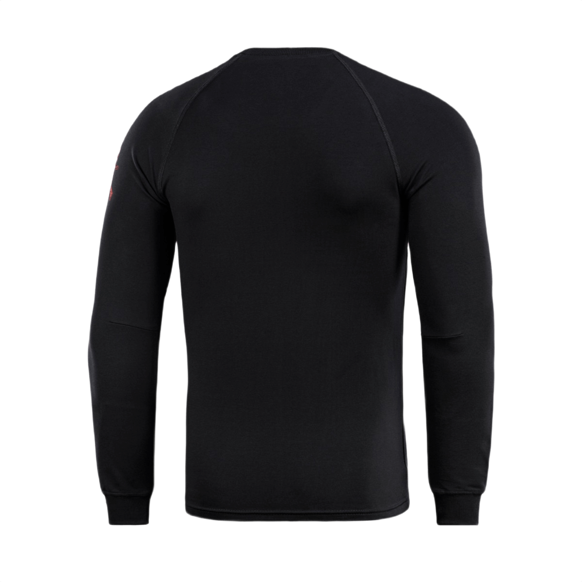 Sort M-Tac Raglan Freedom langærmet trøje med raglanærmer bagfra, designet til komfort og fri bevægelighed.