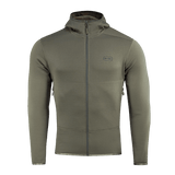 M-Tac Shadow Polartec Fleece Sweatshirt i oliven, lavet af slidstærk Power Stretch Pro fleece med lav profil hætte til varme og funktionalitet.