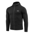Sort M-Tac Shadow Polartec Fleece Sweatshirt med lav profil hætte og fuld lynlås, fremstillet af Power Stretch Pro fleece.
