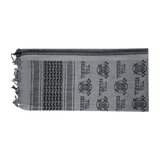 M-Tac Shemagh Tørklæde Til Valhall i gråtoner, taktisk tørklæde, 100% bomuld, beskytter mod sol, sand og vind, inspireret af norske mottoer