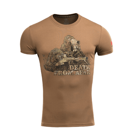 M-Tac Sniper T-shirt med 'Death From Afar' print, 93% bomuld, 7% elastan for holdbarhed og komfort, perfekt til hverdagsbrug og mere.