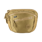 M-Tac Sphaera Hex Hardsling Bag Large Elite i sandfarvet med hexagon mønster og lynlåslomme foran, ideel til udendørs aktiviteter.
