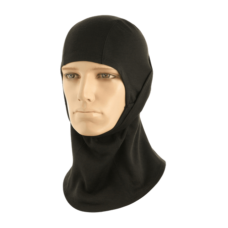M-Tac Sweater-Ninja-Balaclava Premium, sort, beskyttende ansigtsbeklædning lavet i Polartec® Power Dry, vises på mannequin.