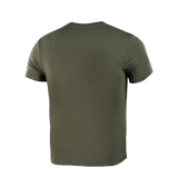 M-Tac T-shirt 93/7 i olivengrøn farve set bagfra, lavet af 93% bomuld og 7% elastan, ideel til hverdagsbrug og sport