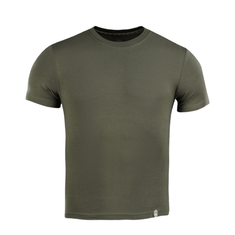 M-Tac T-shirt 93/7 i olivengrøn, lavet af 93% bomuld og 7% elastan, ideel til hverdags- og aktiv brug, komfortabel og holdbar