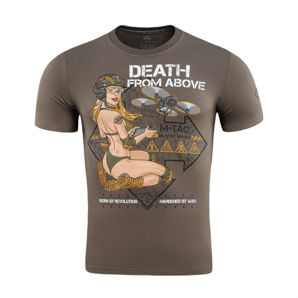 M-Tac T-Shirt Delivery Service med Pin-Up design inspireret af Anden Verdenskrig og teksten 'Death from Above'.