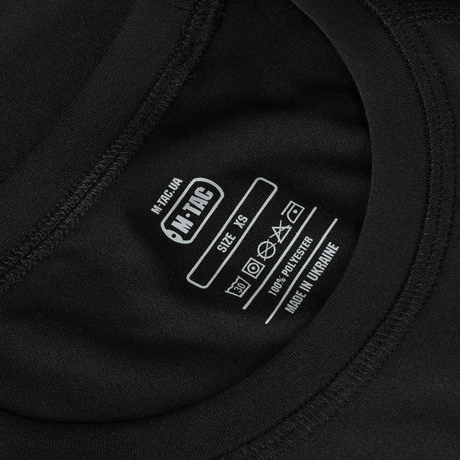 Størrelsesmærke på M-Tac T-shirt Ultra Light Polartec Lady, viser detaljernes mærkat og stofsammensætning.