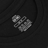 M-Tac T-Shirt Death From Above, sort etiket viser materialekomposition: 93% bomuld, 7% elastan, fremstillet i Ukraine