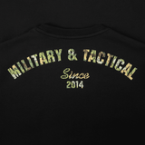 M-Tac T-Shirt Logo med camouflage-design og "Military & Tactical Since 2014" trykt på ryggen.